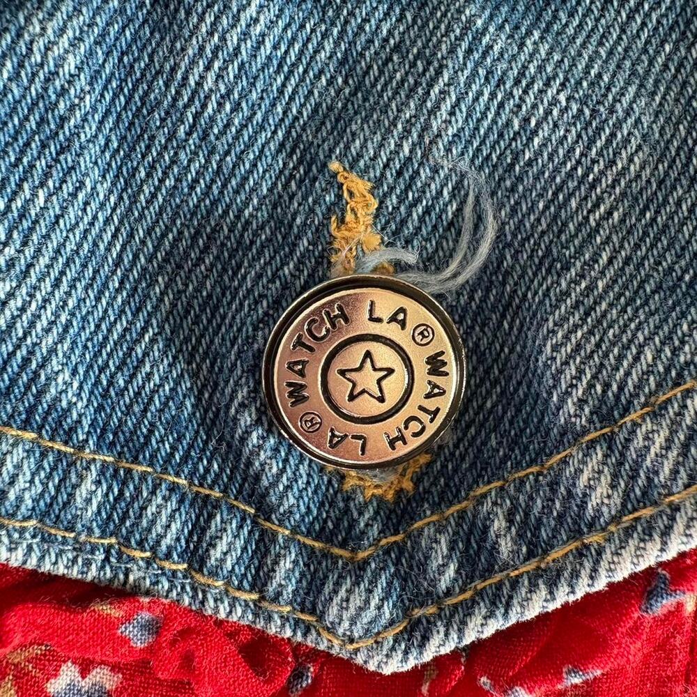 Vintage 80s90s denim red floral - Picture 3 of 5